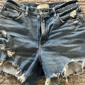 Abercrombie & Fitch Blue Distressed Jean Shorts